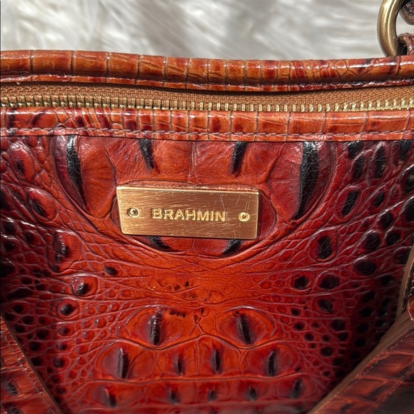 🌹vintage Brahmin Duxbury Dome Satchel Red Ember Metallic Leather+Wallet+Tassel - Picture 4 of 14